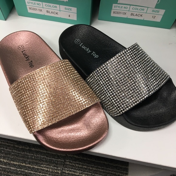 rose gold rhinestone slides